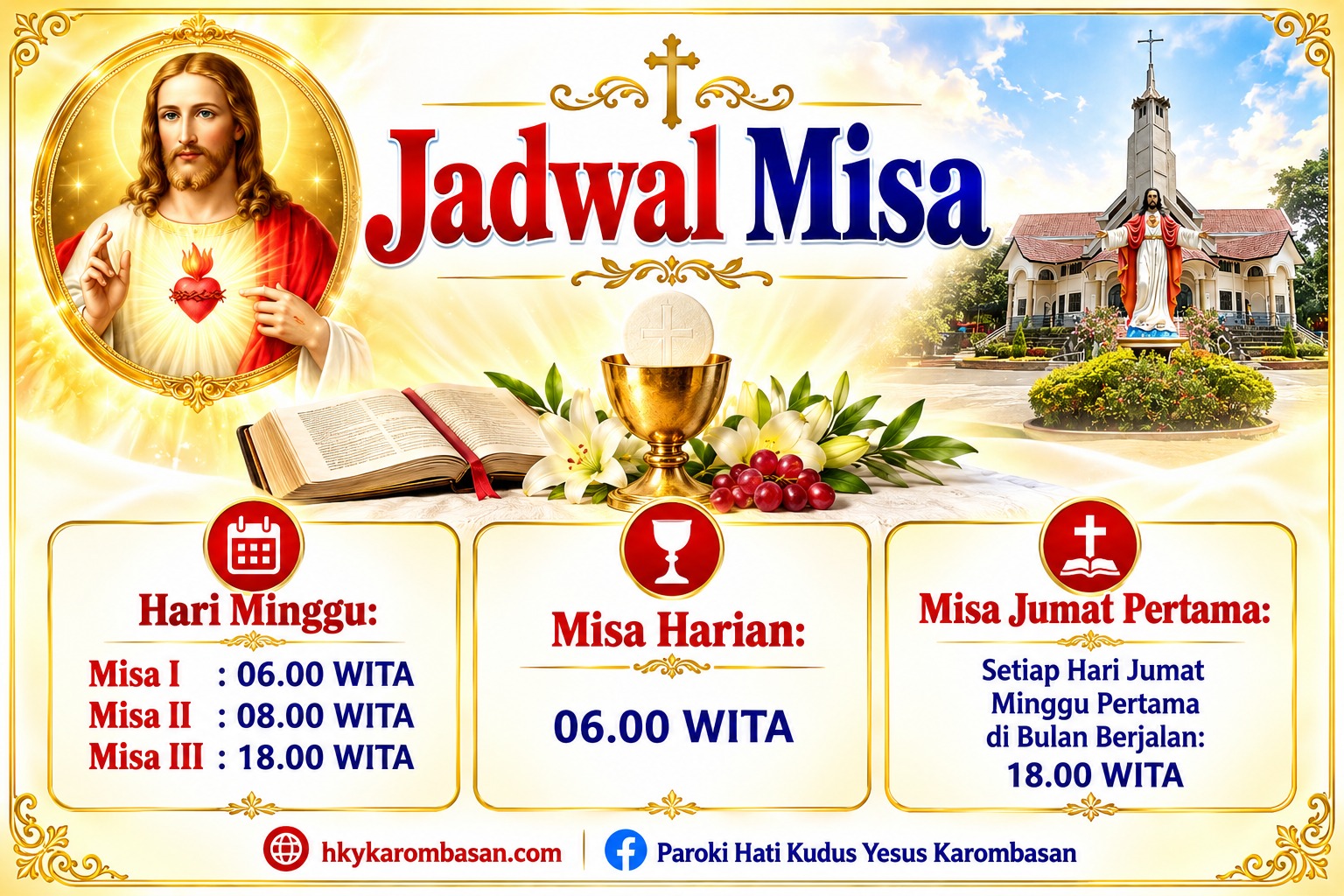 Jadwal Misa Paroki Hati Kudus Yesus Karombasan, Manado